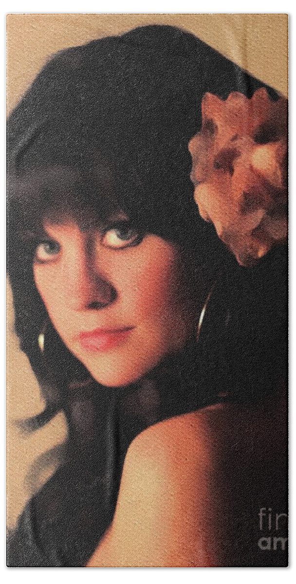 Linda Beach Towel featuring the painting Linda Ronstadt, Music Legend by Esoterica Art Agency