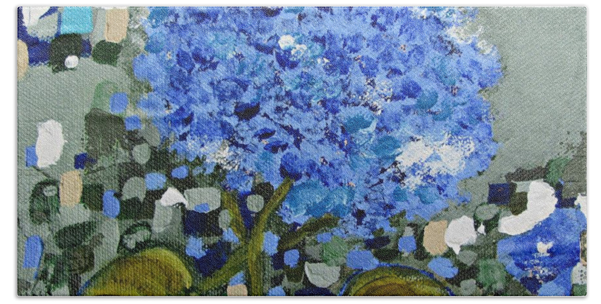 Hydrangea Flower Beach Towel featuring the painting Lindsey's Flower by Mary Mirabal