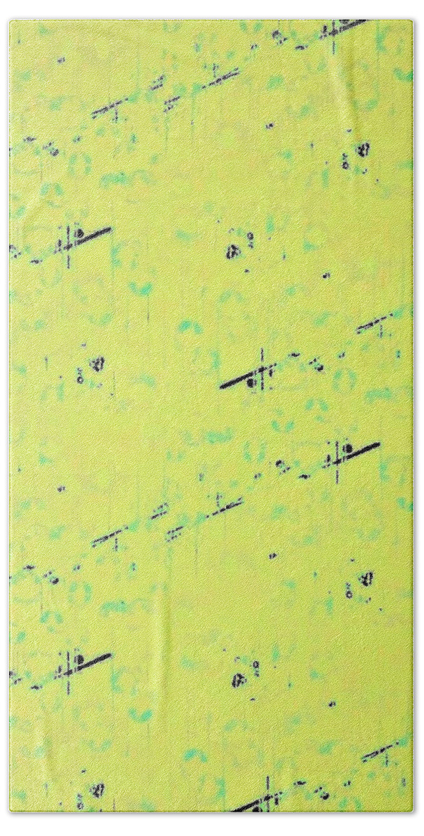 Pattern Graphics Beach Towel featuring the tapestry - textile Linear Bulbs Pattern Yellow Rectangle by Christine McCole