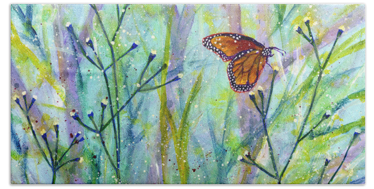 Butterfly Beach Towel featuring the painting Lingering Memory 1 by Hailey E Herrera