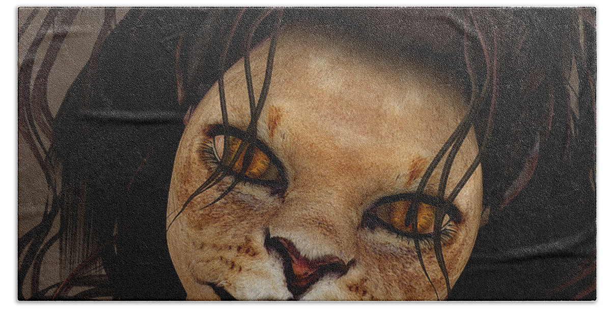3d Beach Towel featuring the digital art Lioness by Jutta Maria Pusl