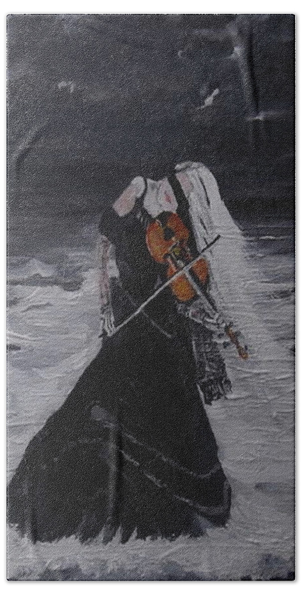 Acrylic Portrait Beach Towel featuring the painting Listen by Denise Morgan