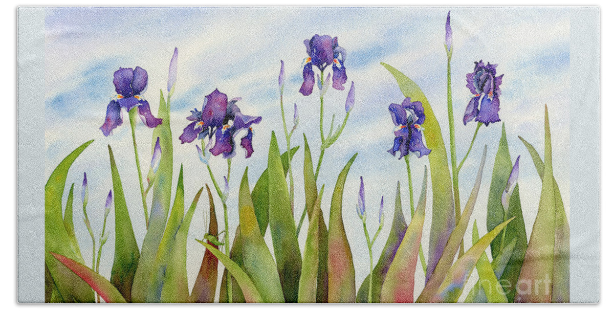 Iris Beach Sheet featuring the painting Listening to Divas by Amy Kirkpatrick