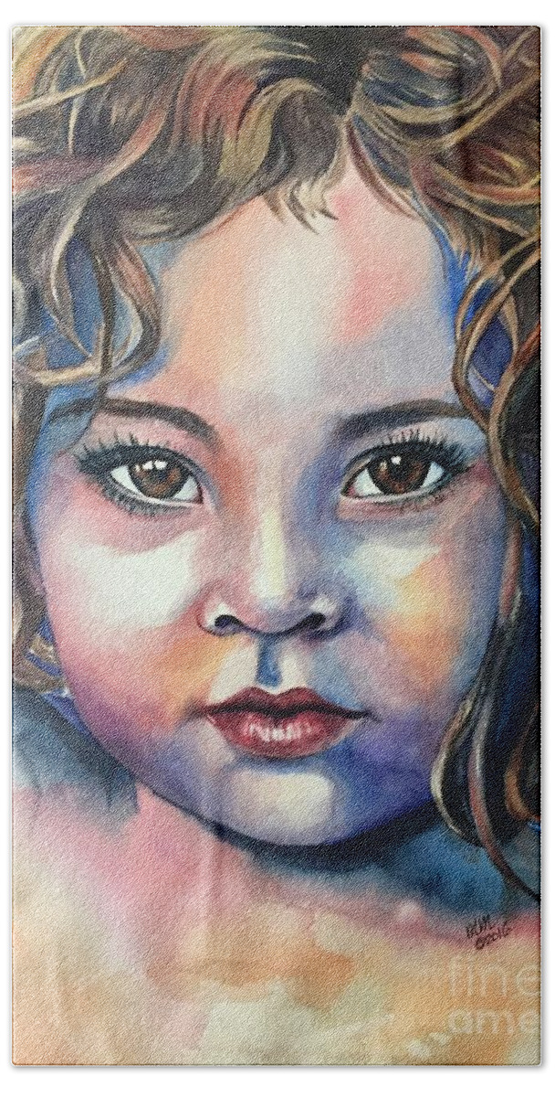Child Beach Towel featuring the painting Little Cherub by Michal Madison