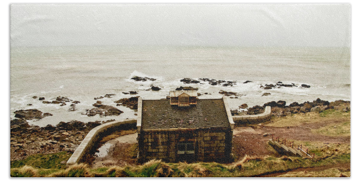 Nigg Bay Beach Sheet featuring the photograph Little House at The Nigg Bay. by Elena Perelman