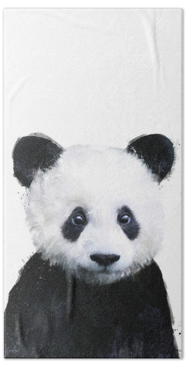 Panda Beach Towel featuring the painting Little Panda by Amy Hamilton