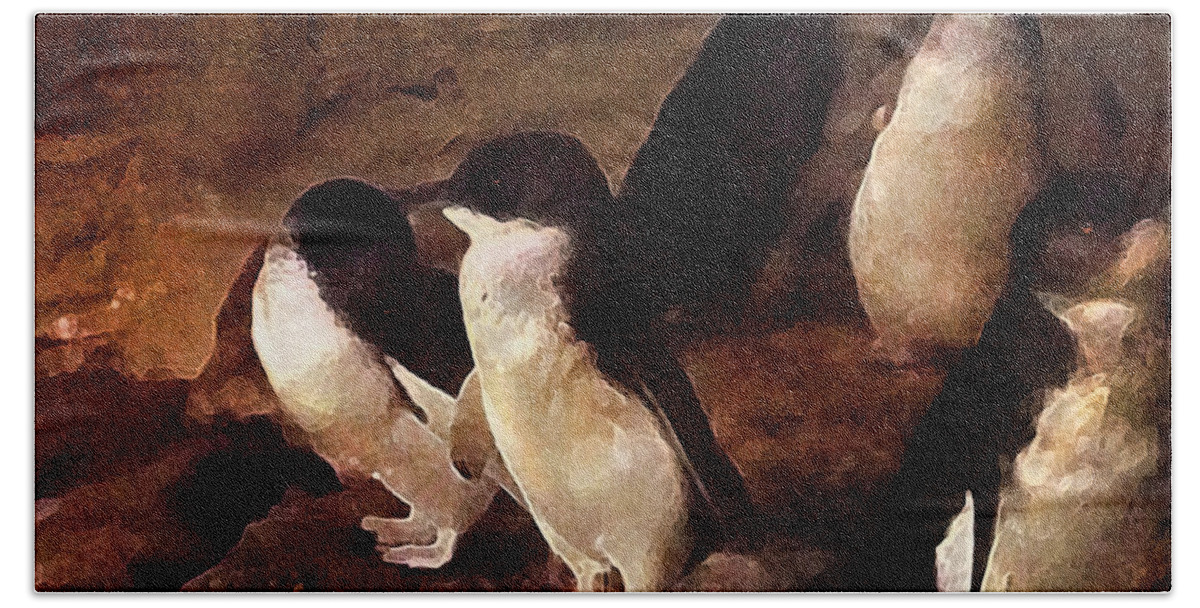 Little Penguins Beach Towel featuring the photograph Little Penquins Colony by Miroslava Jurcik