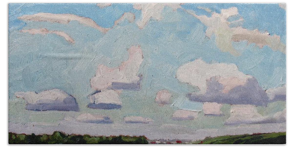 Cumulus Beach Towel featuring the painting Little Rideau Morning by Phil Chadwick