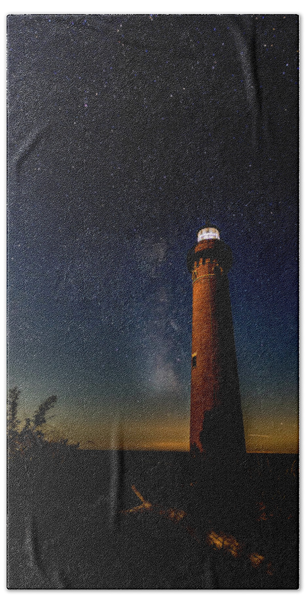 Moon Beach Towel featuring the photograph Little Sable in the pale moon light by Joe Holley