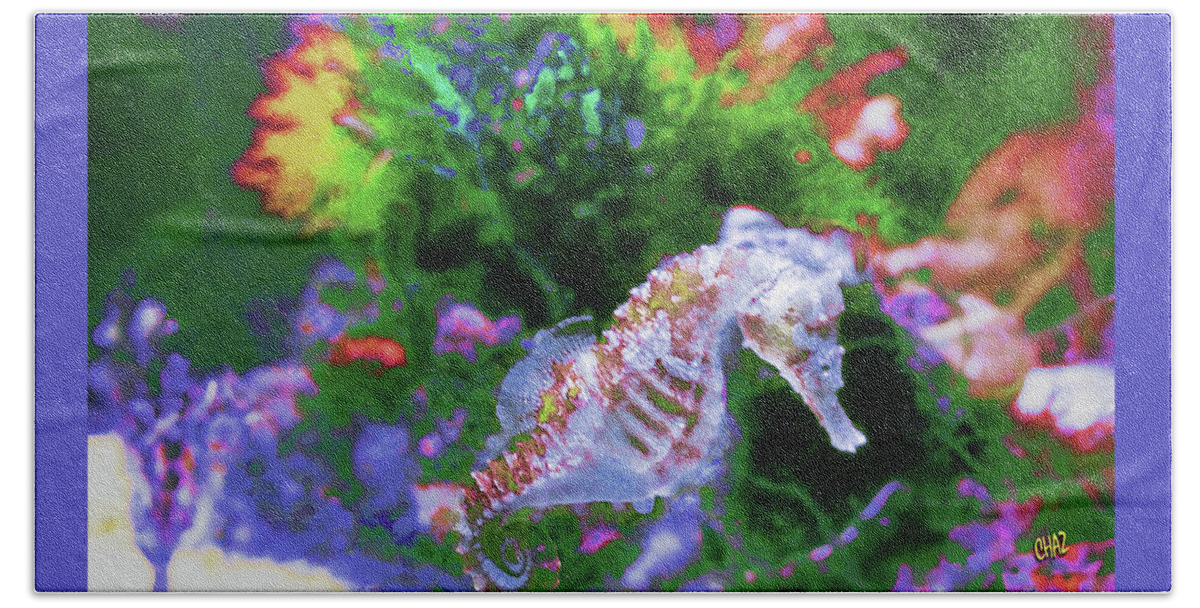 Ocean Bottom Beach Sheet featuring the painting Little Sea Horse by CHAZ Daugherty