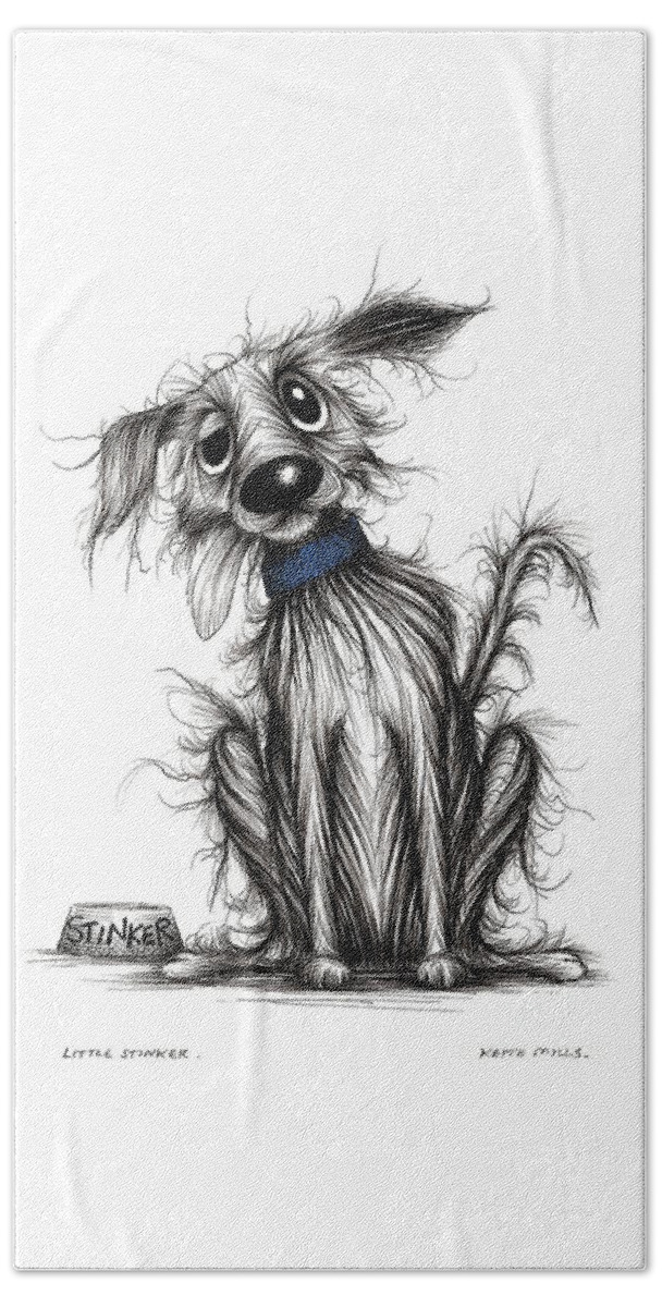 Dog Beach Towel featuring the drawing Little Stinker by Keith Mills