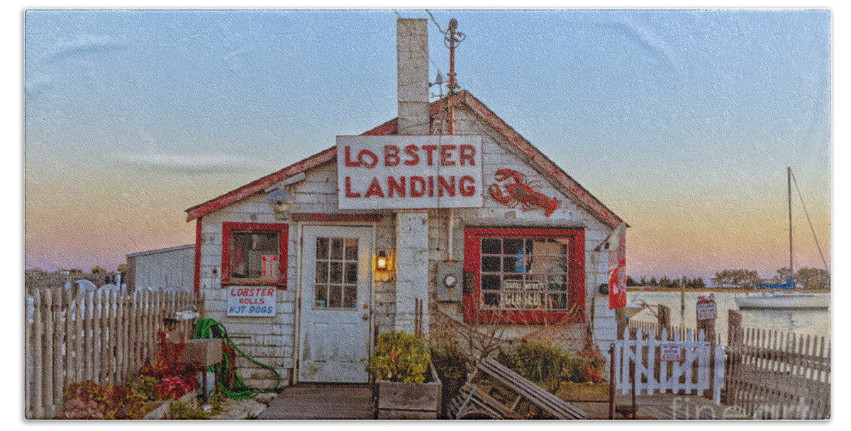 Lobster Beach Towel featuring the photograph Lobster Landing Sunset by Edward Fielding
