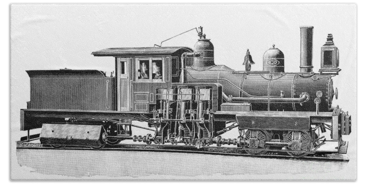 1893 Beach Towel featuring the photograph Locomotive, 1893 by Granger