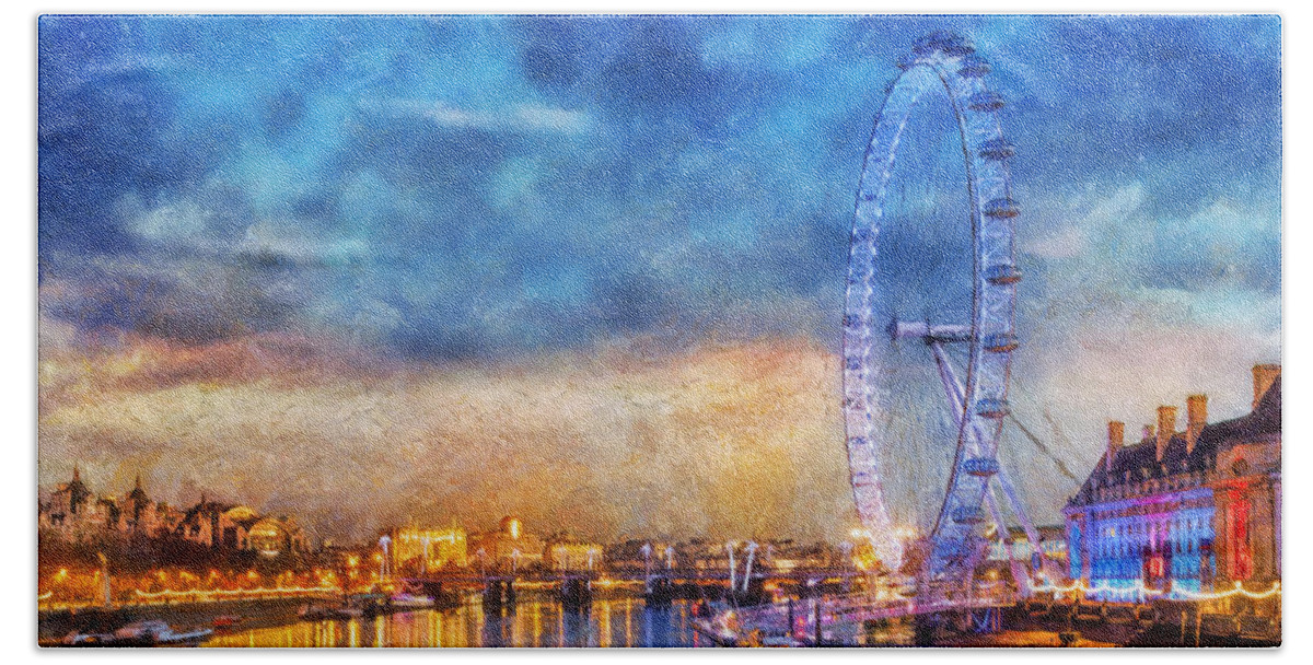 London Beach Sheet featuring the photograph London Eye by Ian Mitchell