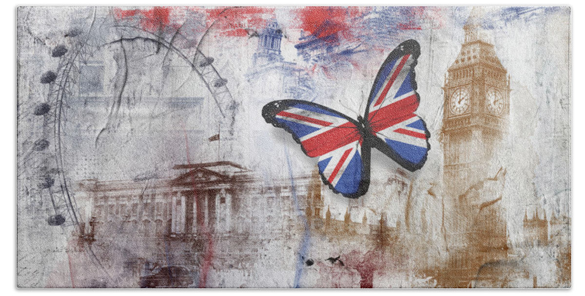 London Beach Sheet featuring the digital art London Iconic by Nicky Jameson