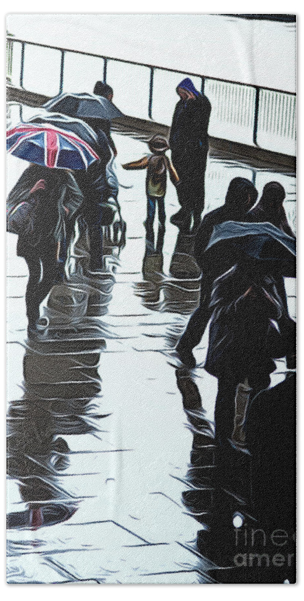  Beach Towel featuring the photograph London in the rain by Andrew Michael