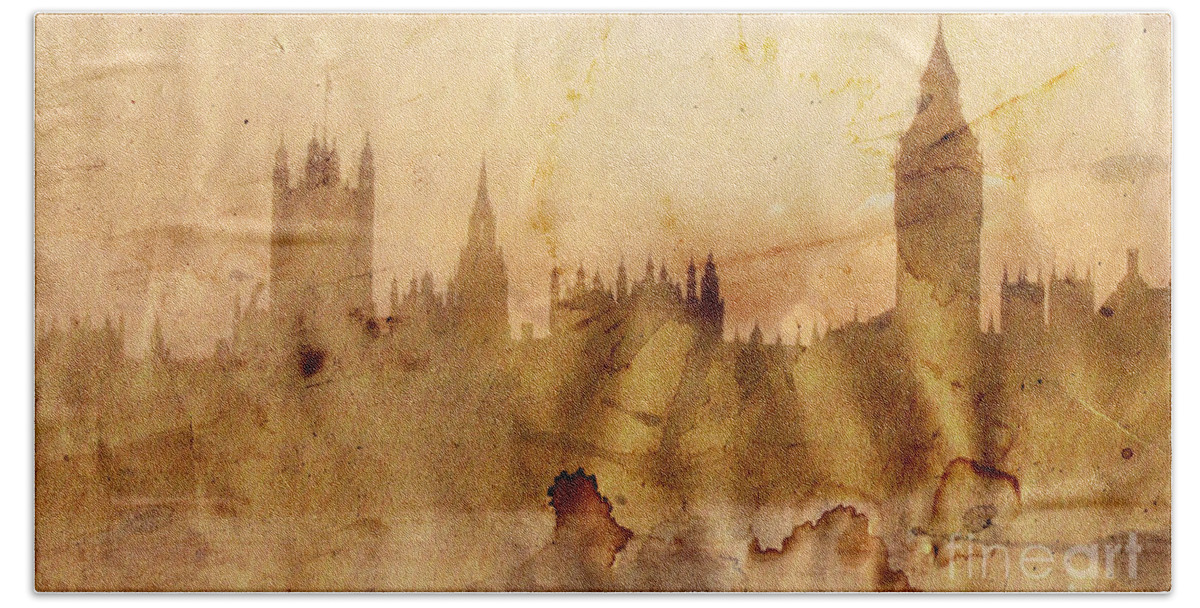 London Beach Towel featuring the painting London by Michal Boubin