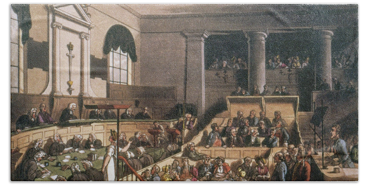 1810 Beach Sheet featuring the painting London Old Bailey, C1810 by Granger