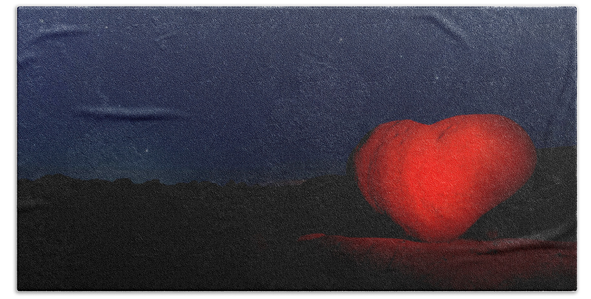 Rock Heart Beach Towel featuring the photograph Lonely Heart  by Tassanee Angiolillo