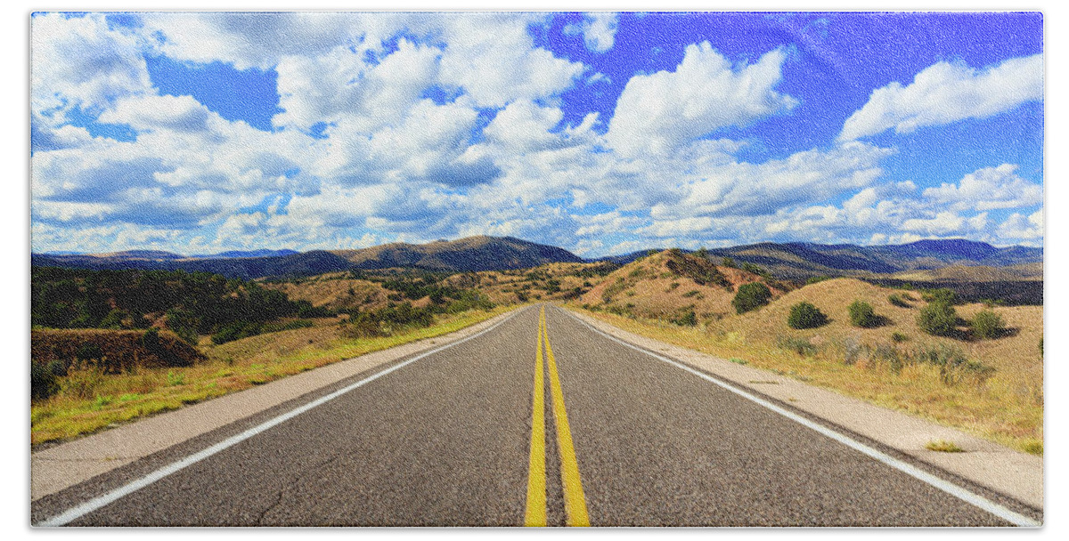 Gila National Forest Beach Towel featuring the photograph Lonely New Mexico Highway by Raul Rodriguez