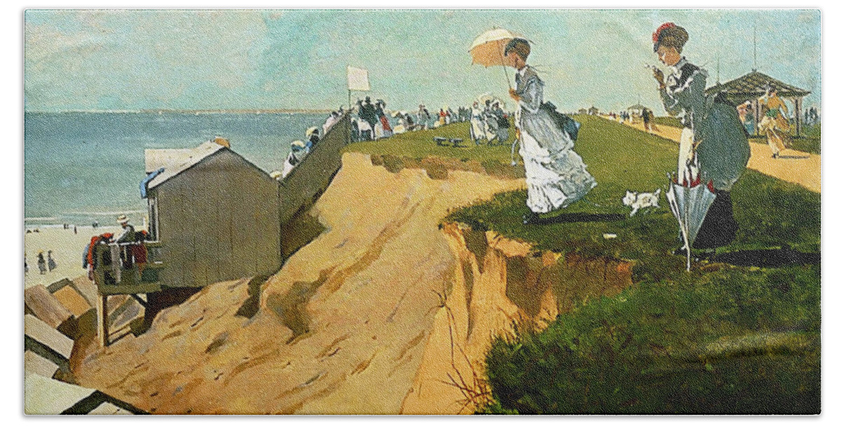 Long Branch New Jersey Beach Towel featuring the painting Long Branch New Jersey by Winslow Homer 1869 by Movie Poster Prints