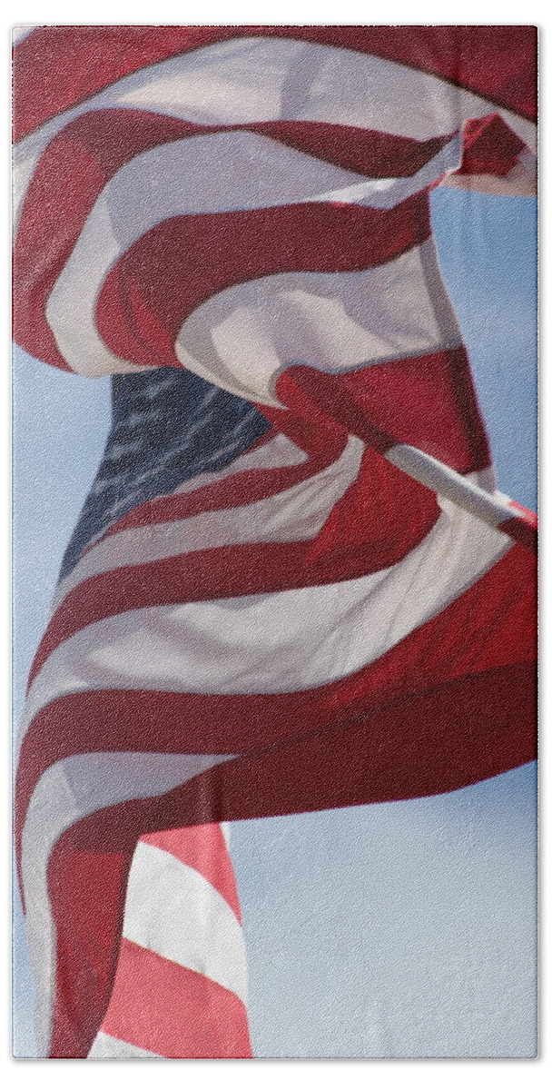 Flag Beach Towel featuring the photograph Long May She Wave by Lauri Novak