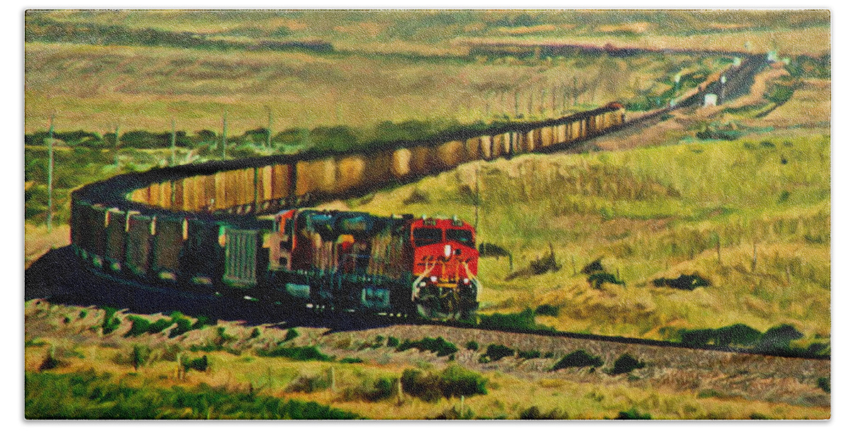 Train Beach Towel featuring the painting Long Train Runnin' by Russ Harris