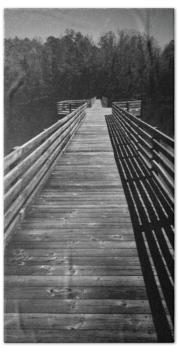 Kelly Hazel Beach Towel featuring the photograph Long Wooden Bridge by Kelly Hazel