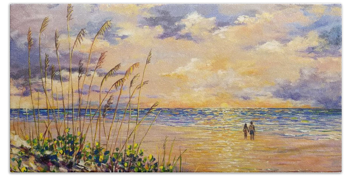 Longboat Key Beach Beach Sheet featuring the painting Longboat Key Hockleys View by Lou Ann Bagnall