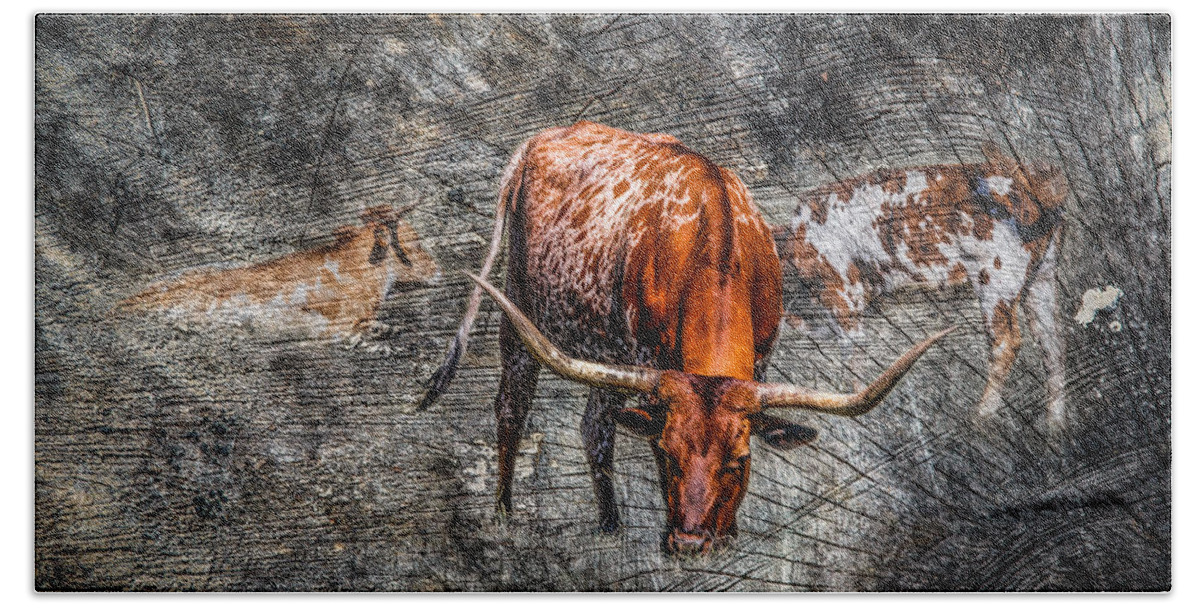 Animal Beach Towel featuring the photograph Longhorn Cattle by Doug Long