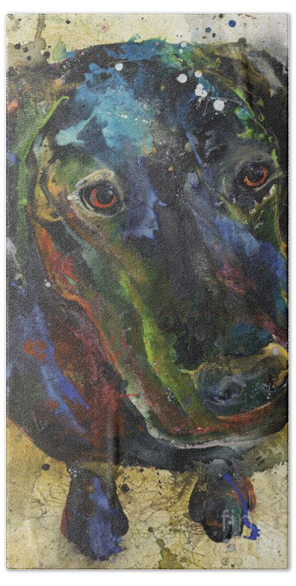 Dogs Beach Towel featuring the painting Look Up by Kasha Ritter