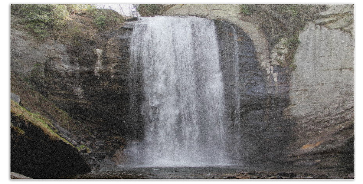 Waterfalls Beach Towel featuring the photograph Looking Glass Falls front view by Allen Nice-Webb