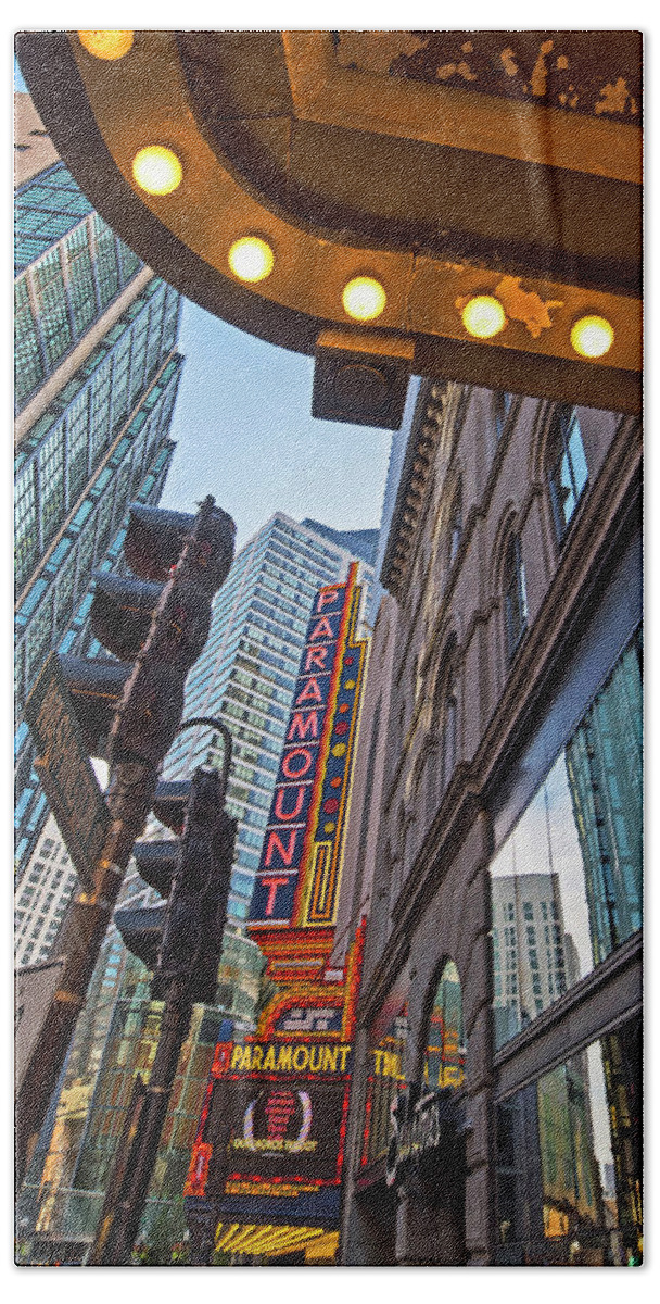 Boston Beach Towel featuring the photograph Looking up at the Boston Paramount Boston MA by Toby McGuire