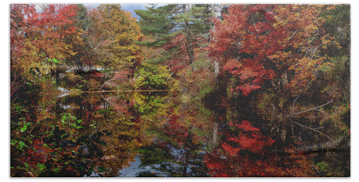 Chocorua River Beach Towel featuring the photograph Looking up the Chocorua river by Jeff Folger