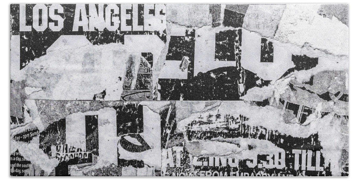 Collage Beach Towel featuring the mixed media Los Angeles by Roseanne Jones