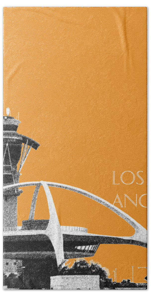 Architecture Beach Towel featuring the digital art Los Angeles Skyline LAX Spider - Orange by DB Artist
