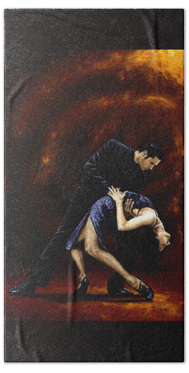 Tango Beach Towel featuring the painting Lost in Tango by Richard Young