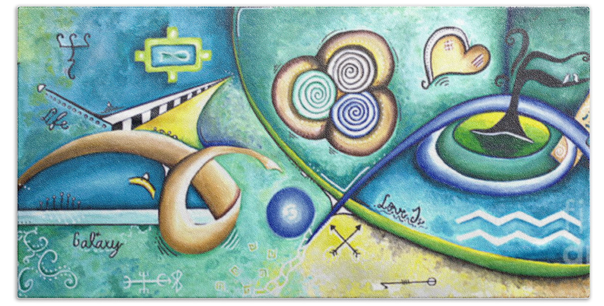 Love Beach Towel featuring the painting Love and Symbols by Shelly Tschupp