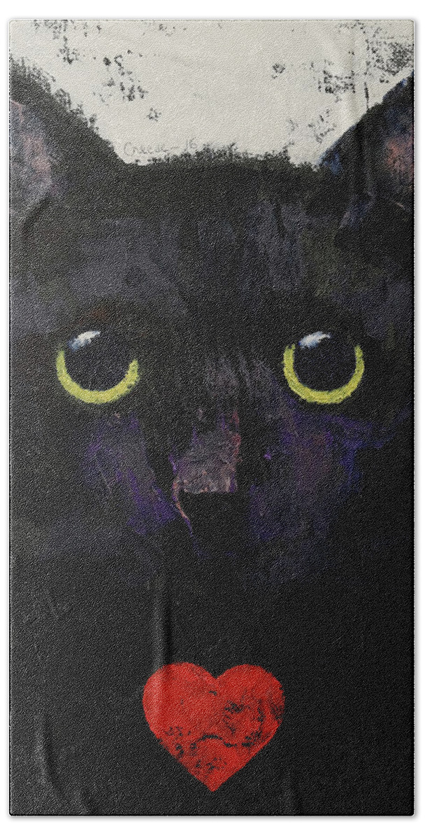 Art Beach Towel featuring the painting Love Cat by Michael Creese