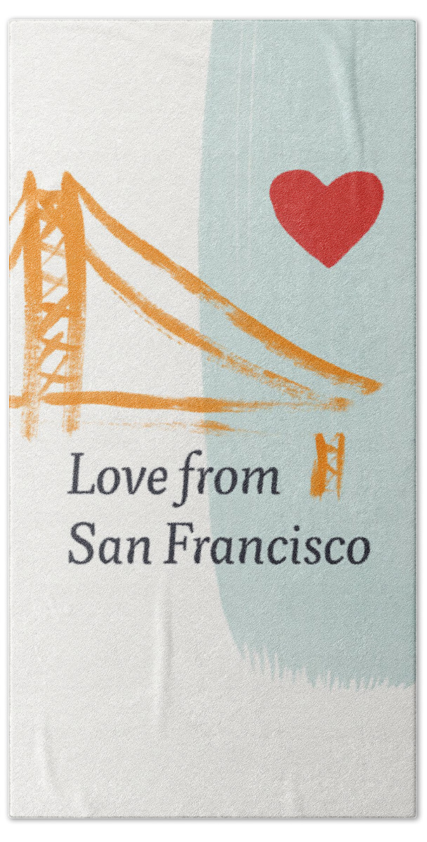 Love Beach Towel featuring the painting Love From San Francisco- Art by Linda Woods by Linda Woods