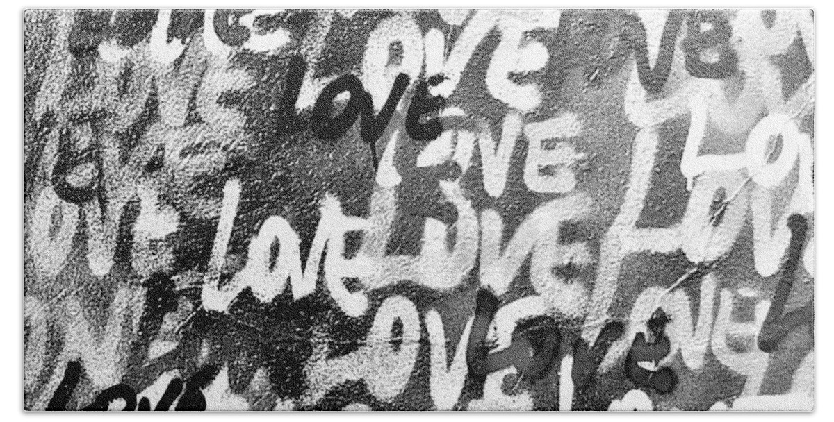 Mural Beach Towel featuring the photograph Love Love Love B W by Rob Hans