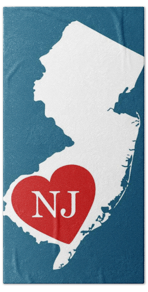 New Jersey Beach Towel featuring the digital art Love New Jersey White by Custom Home Fashions