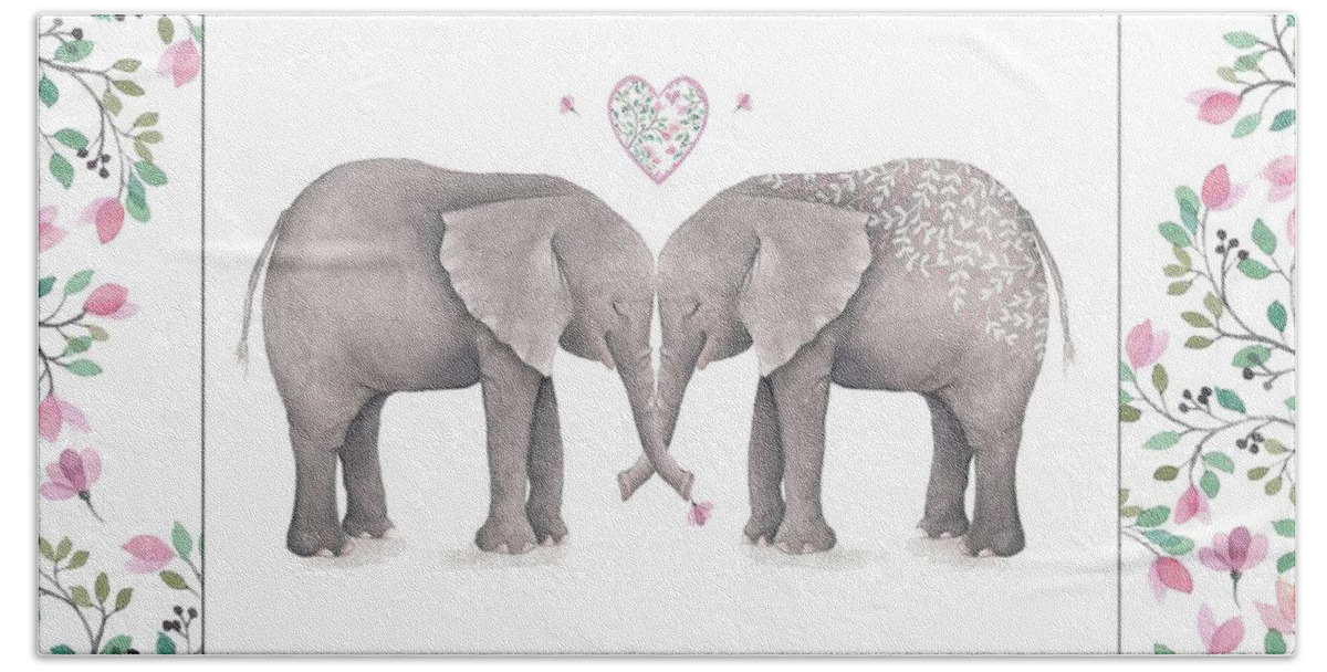 Love One Another Pink Elephants Square Beach Sheet featuring the photograph Love One Another Pink Elephants Square by Terry DeLuco