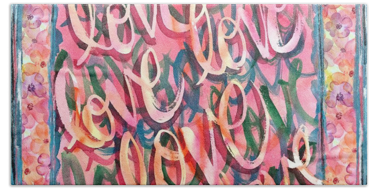 Love Beach Towel featuring the painting Love Pink by Liana Yarckin