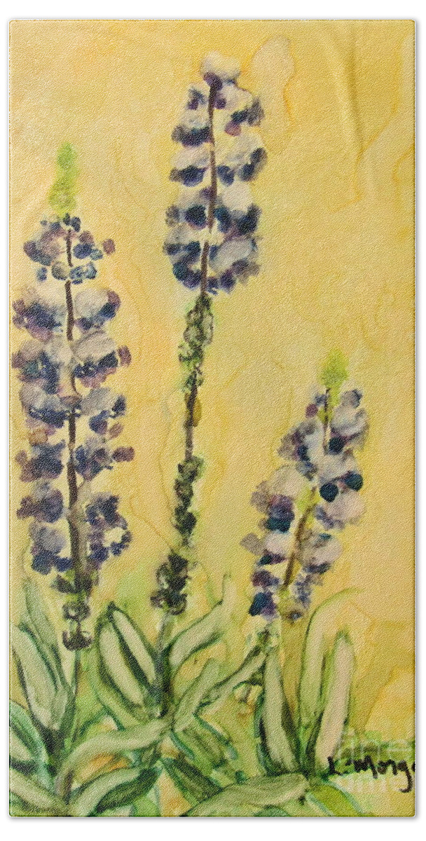 Lupine Beach Towel featuring the painting Lovely Lupines by Laurie Morgan