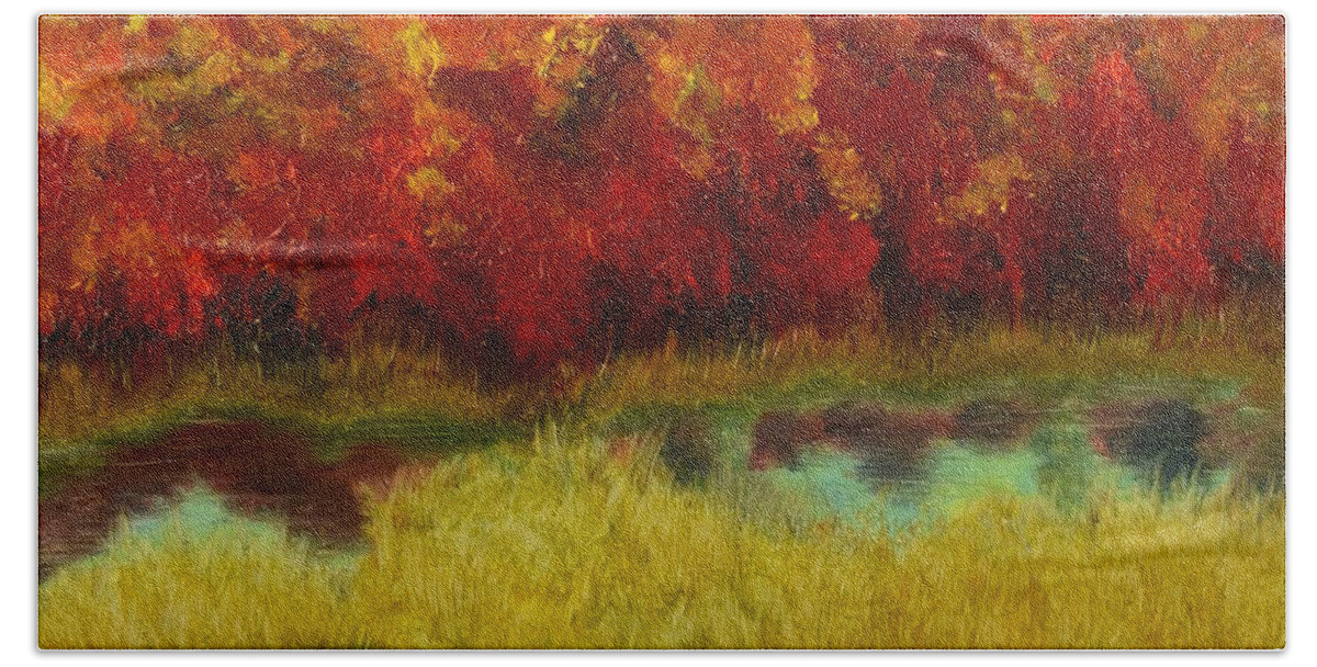  Beach Towel featuring the painting Low Country Autumn by Barrie Stark
