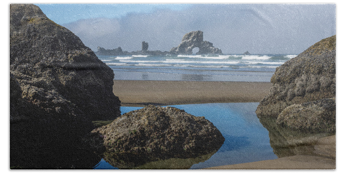 Beaches Beach Towel featuring the photograph Low Tide at Ecola by Robert Potts