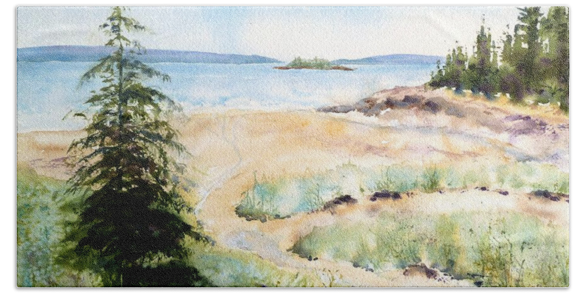 Maine Beach Towel featuring the painting Low Tide by Diane Kirk