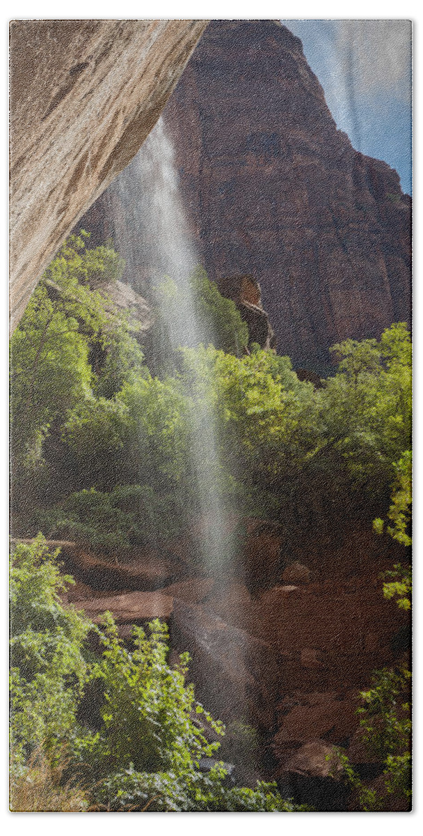 Waterfall Beach Towel featuring the photograph Lower Emerald Pool Falls in Zion by David Watkins