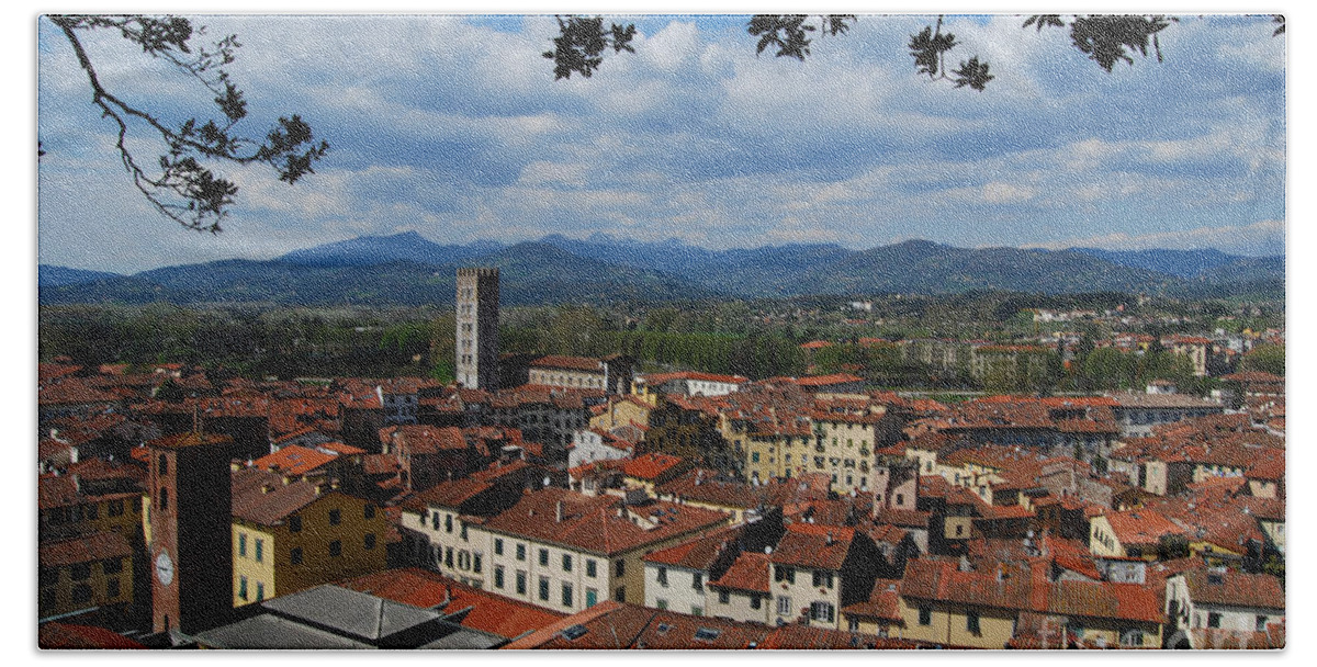 Lucca Beach Towel featuring the photograph Lucca - Italy - from the top by Carlos Alkmin
